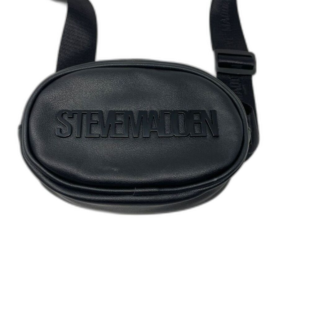 Steve Madden Black Logo Belt Bum Bag Fanny Waist Pack Crossbody Zip NEW